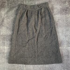 Womens Vintage 70s Panther USA Navy Blue Wool Knit Lined Knee Length Skirt Sz 28
